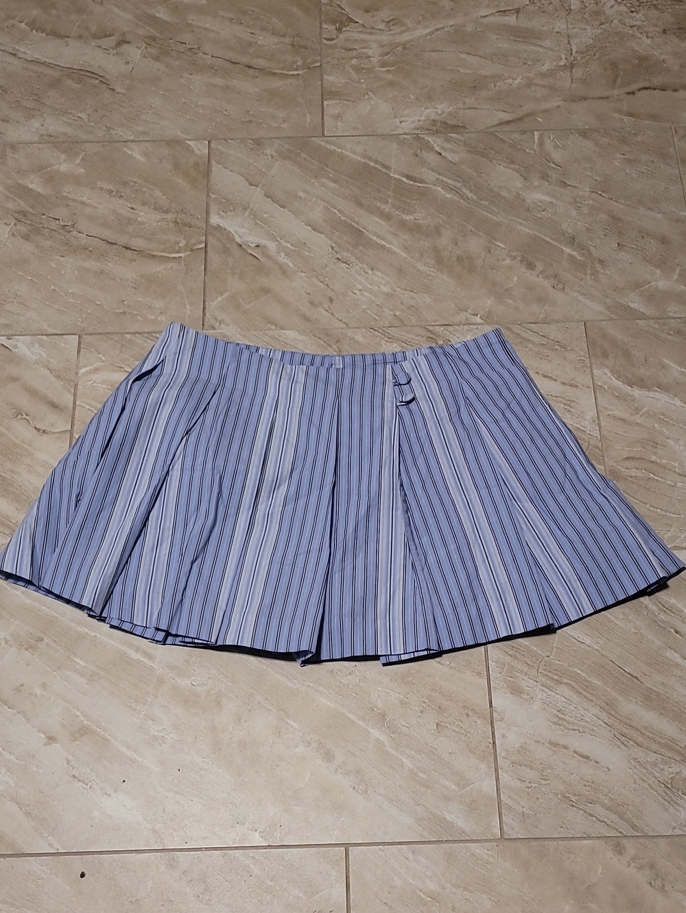 Maeve Anthropologie Blue and White Striped Skater Skirt - Picture 2 of 8